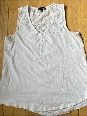 RXB Tank Top Womens S White Eyelet Cotton Cottagecore Coquette Dainty Boho Beach